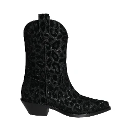 Black Gray Leopard Cowboy Boots Shoes
