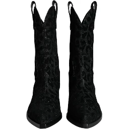 Black Gray Leopard Cowboy Boots Shoes