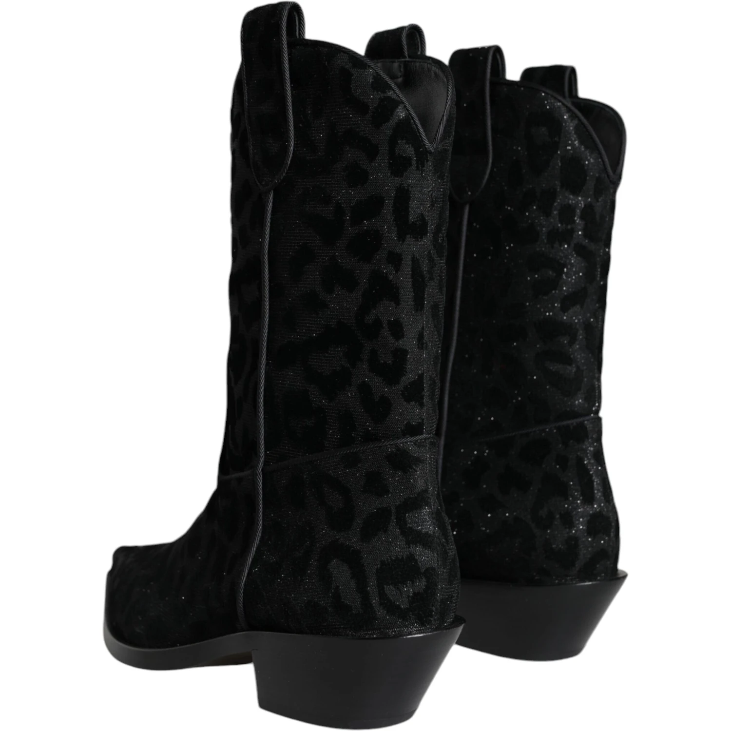 Black Gray Leopard Cowboy Boots Shoes