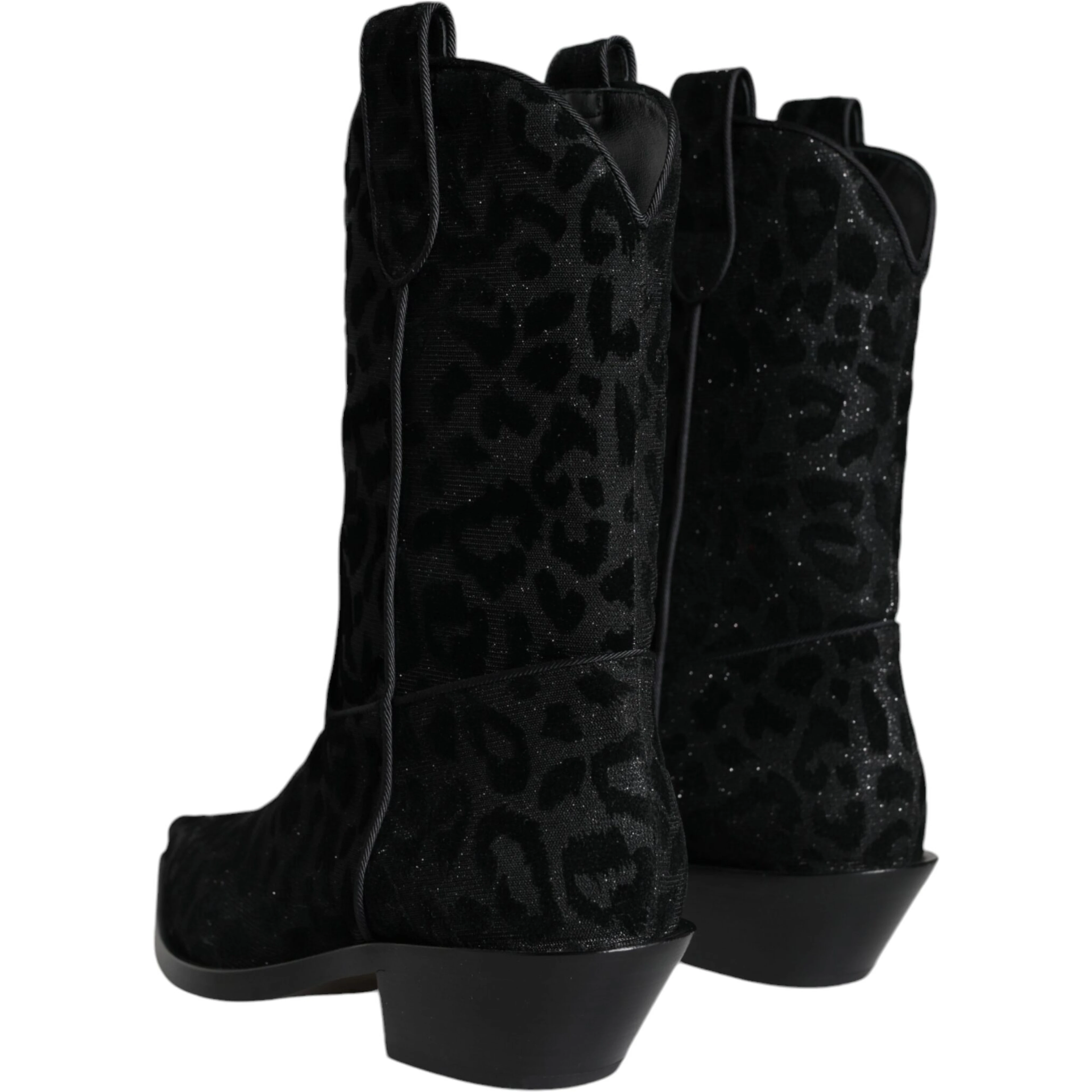 Black Gray Leopard Cowboy Boots Shoes