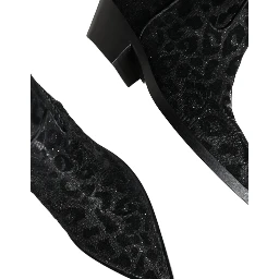Black Gray Leopard Cowboy Boots Shoes