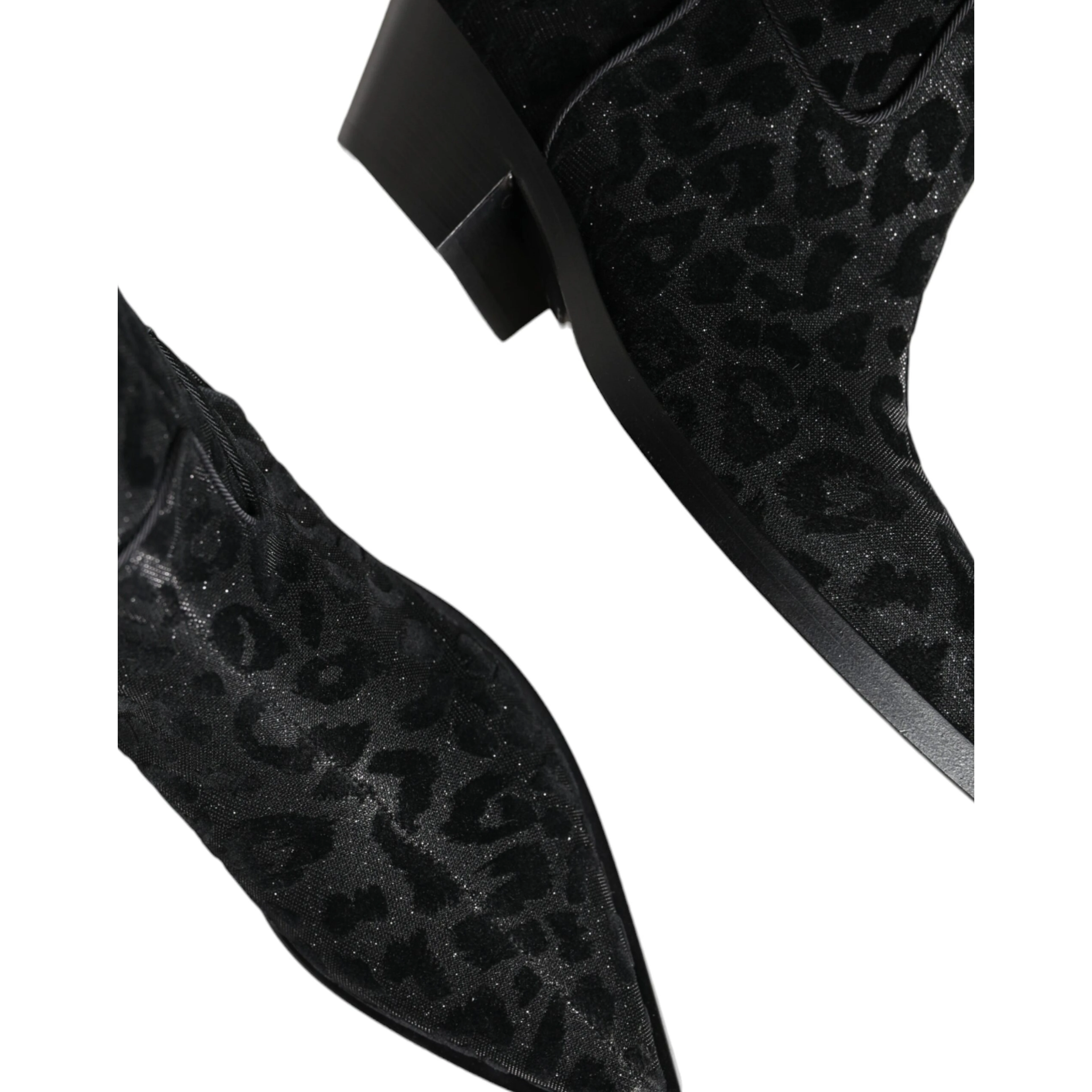 Black Gray Leopard Cowboy Boots Shoes