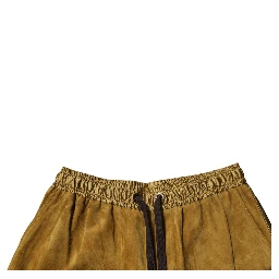 Brown Lambskin Suede Men Bermuda Shorts