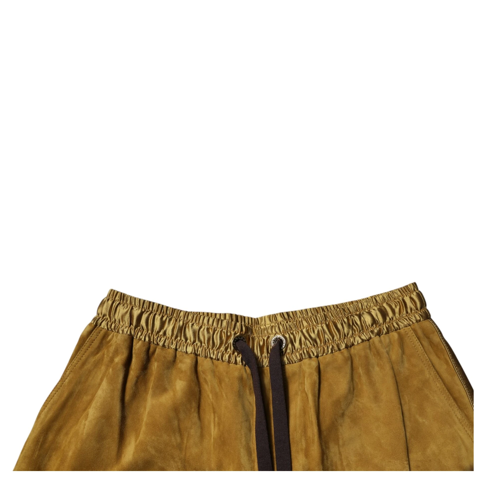 Brown Lambskin Suede Men Bermuda Shorts
