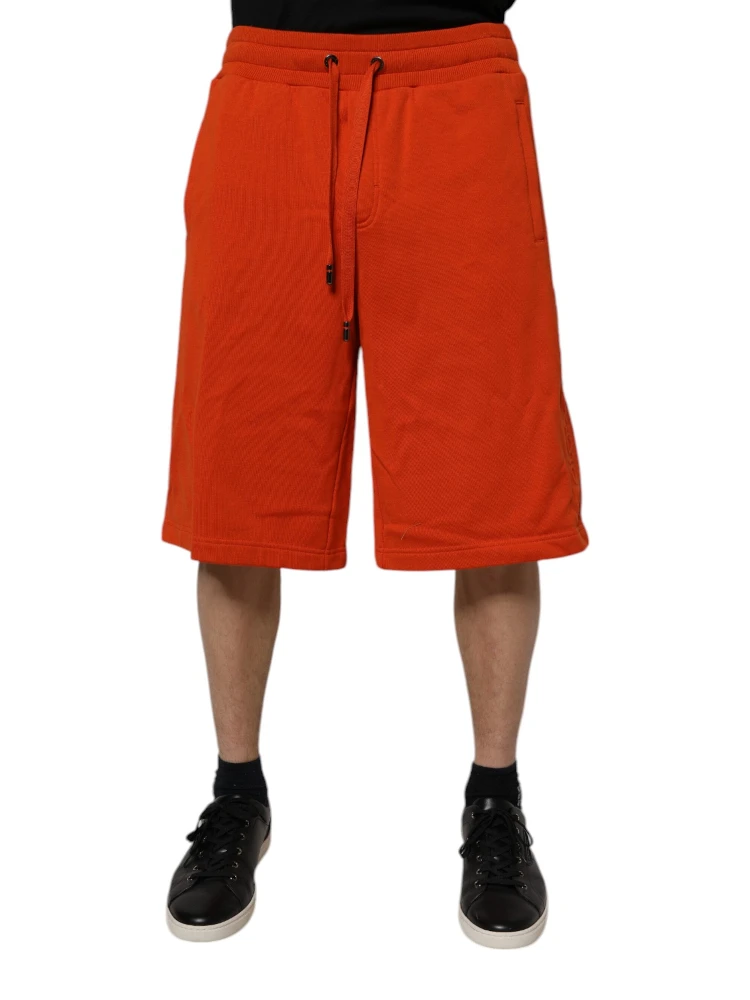 Red Cotton Blend Mid Waist Men Bermuda Shorts alternative