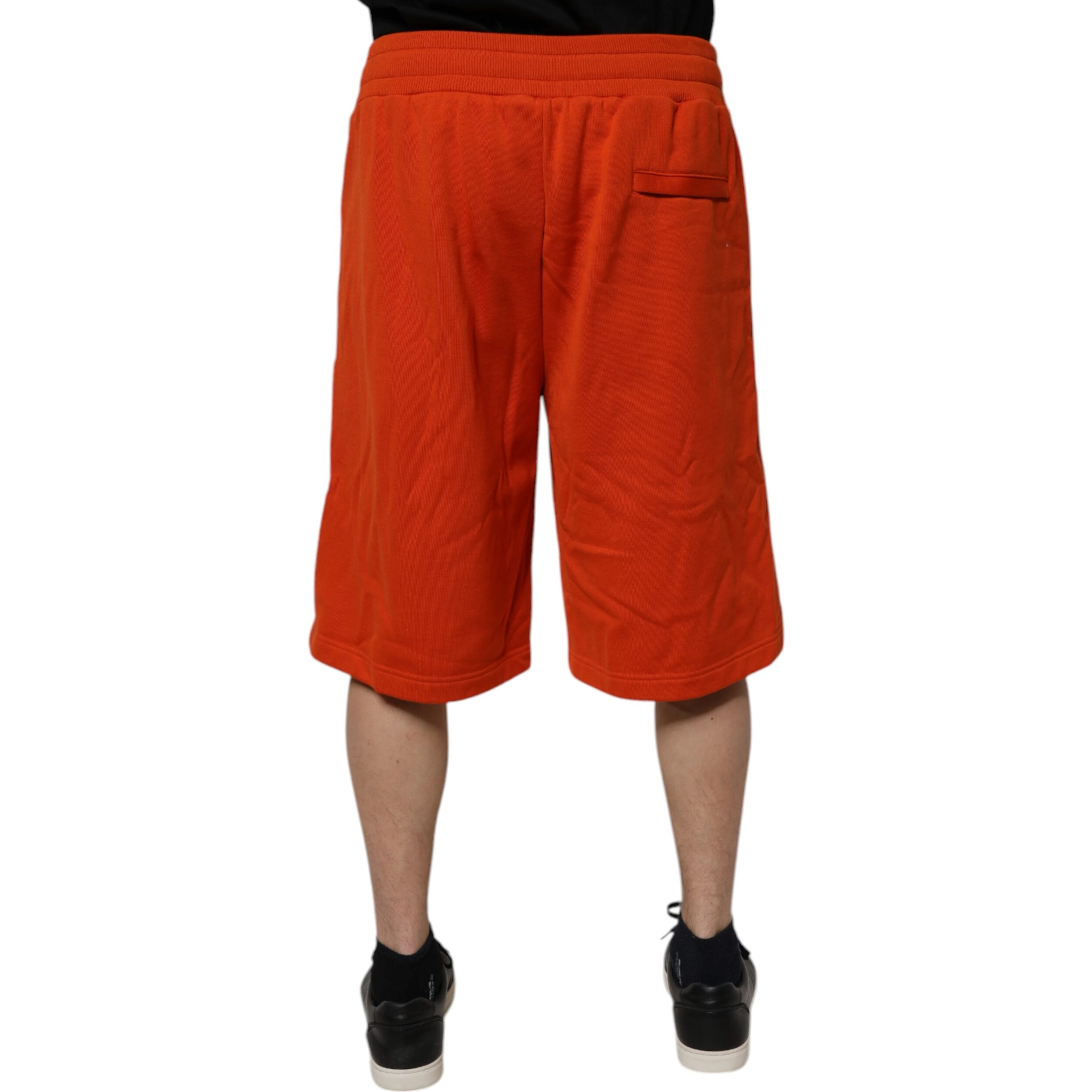 Red Cotton Blend Mid Waist Men Bermuda Shorts