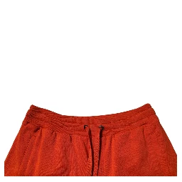 Red Cotton Blend Mid Waist Men Bermuda Shorts