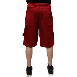 Maroon Viscose Nylon Mid Waist Bermuda Shorts
