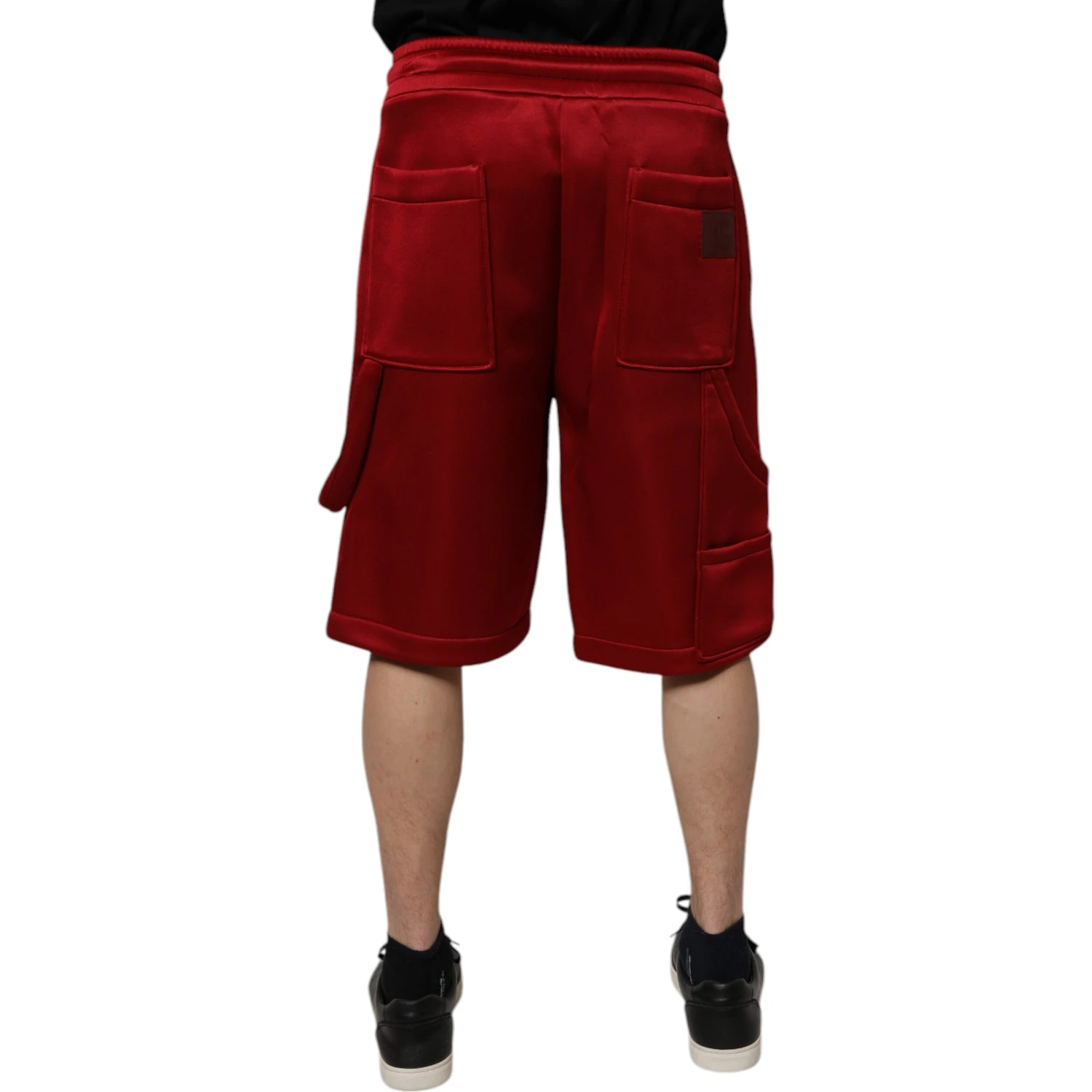 Maroon Viscose Nylon Mid Waist Bermuda Shorts