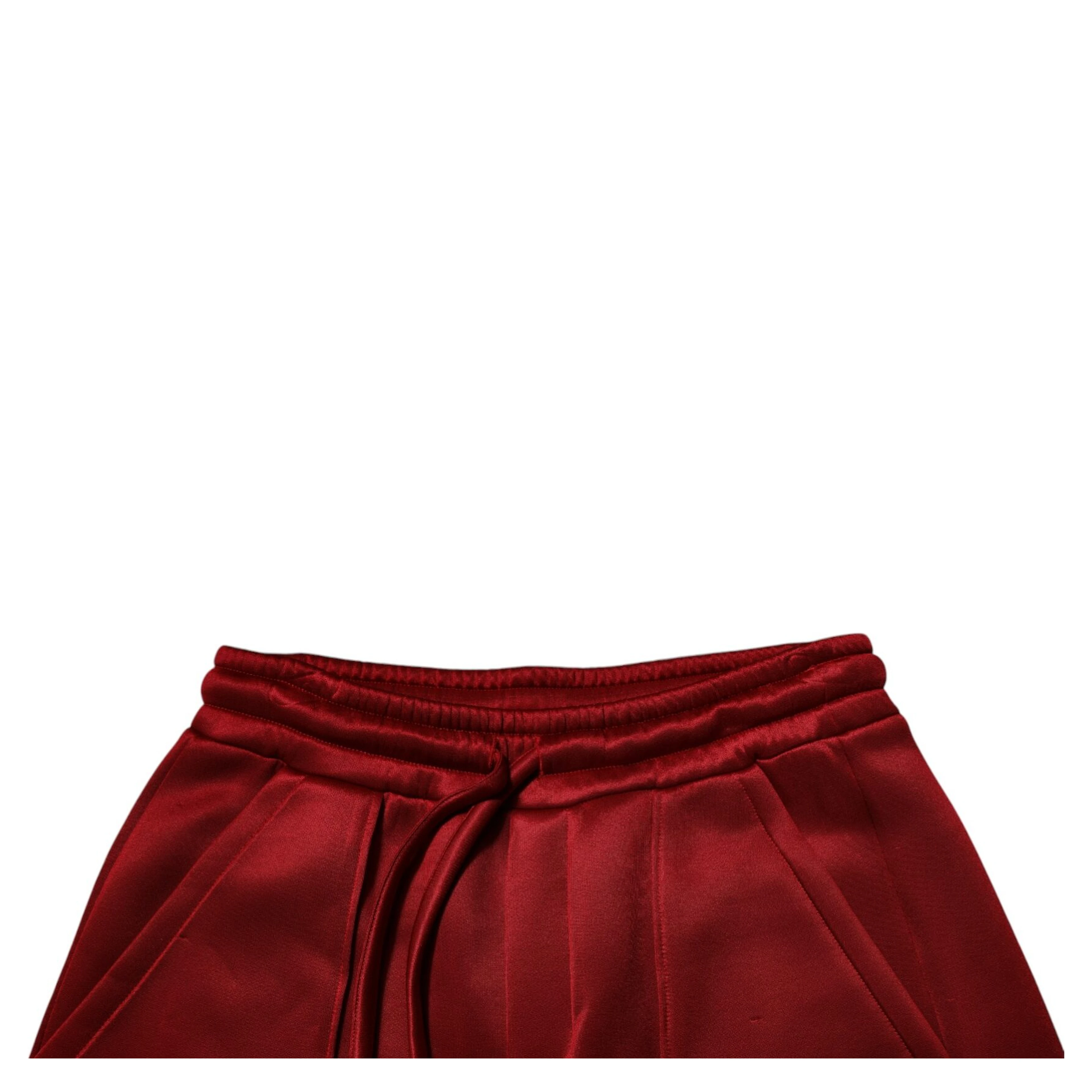 Maroon Viscose Nylon Mid Waist Bermuda Shorts
