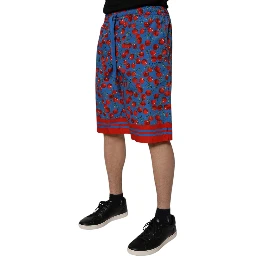 Blue Cherry Print Cotton Men Bermuda Shorts