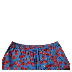 Blue Cherry Print Cotton Men Bermuda Shorts