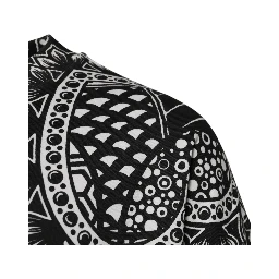 White Black Printed Cotton Sweatshirt Sweater