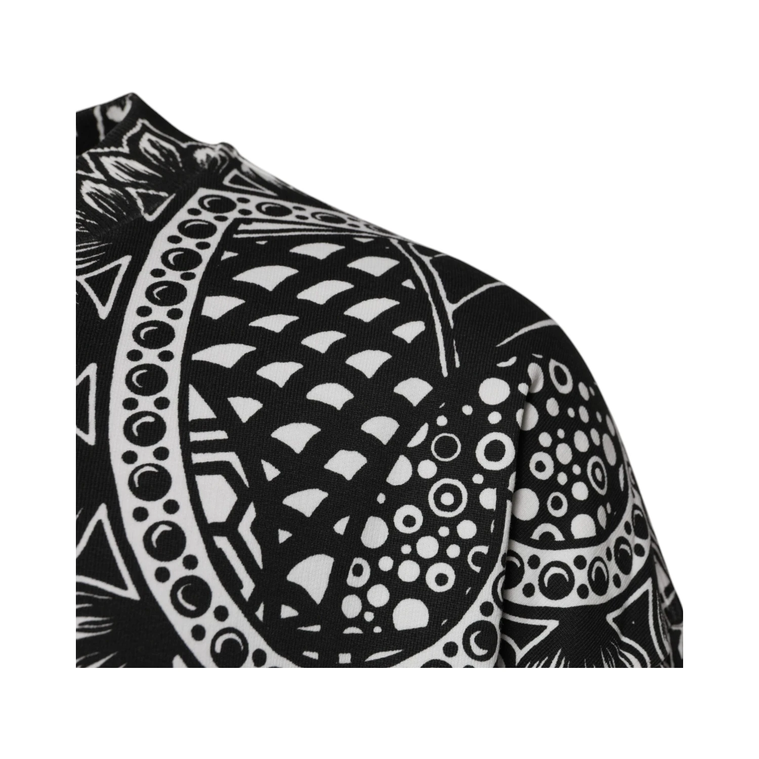 White Black Printed Cotton Sweatshirt Sweater