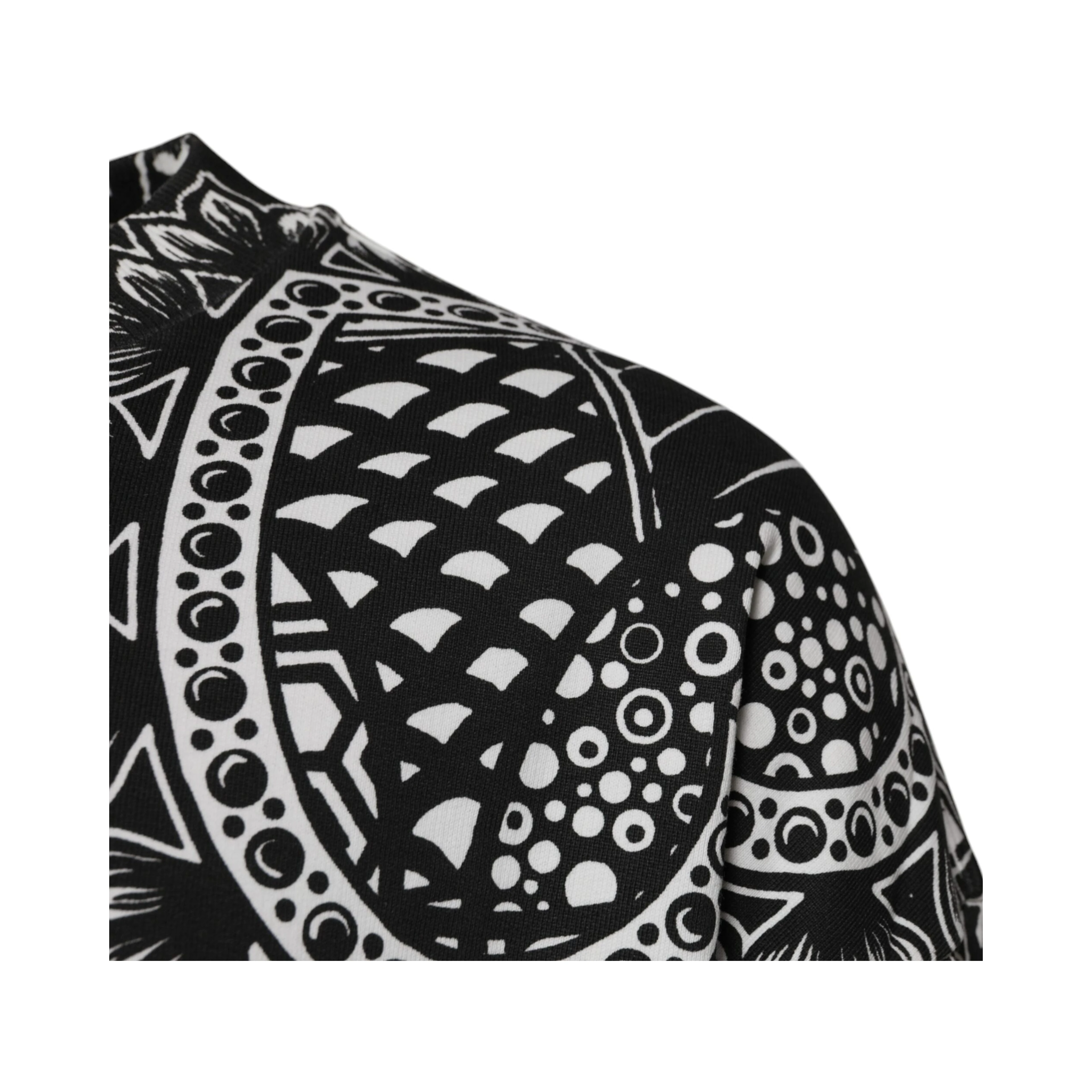 White Black Printed Cotton Sweatshirt Sweater