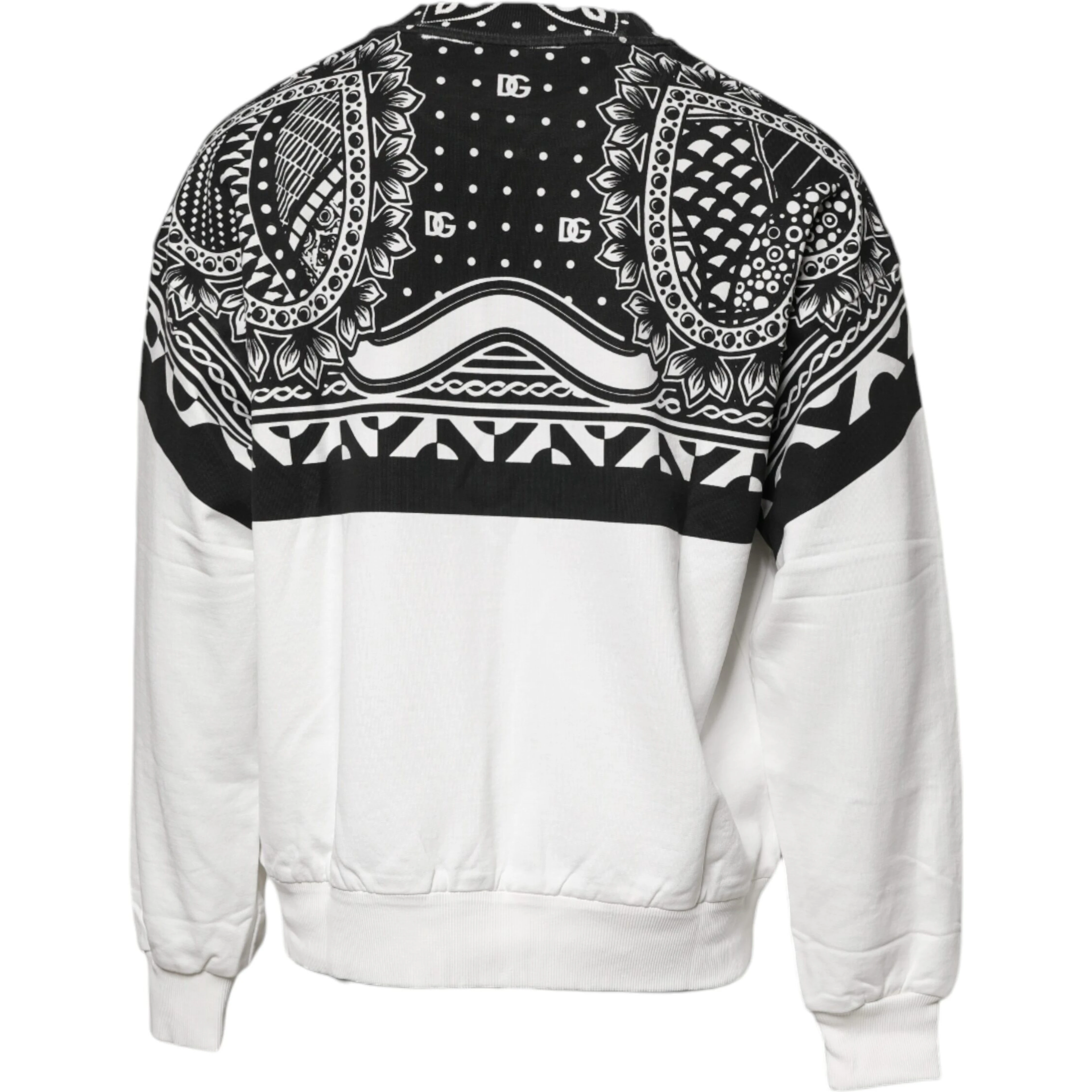 White Black Printed Cotton Sweatshirt Sweater