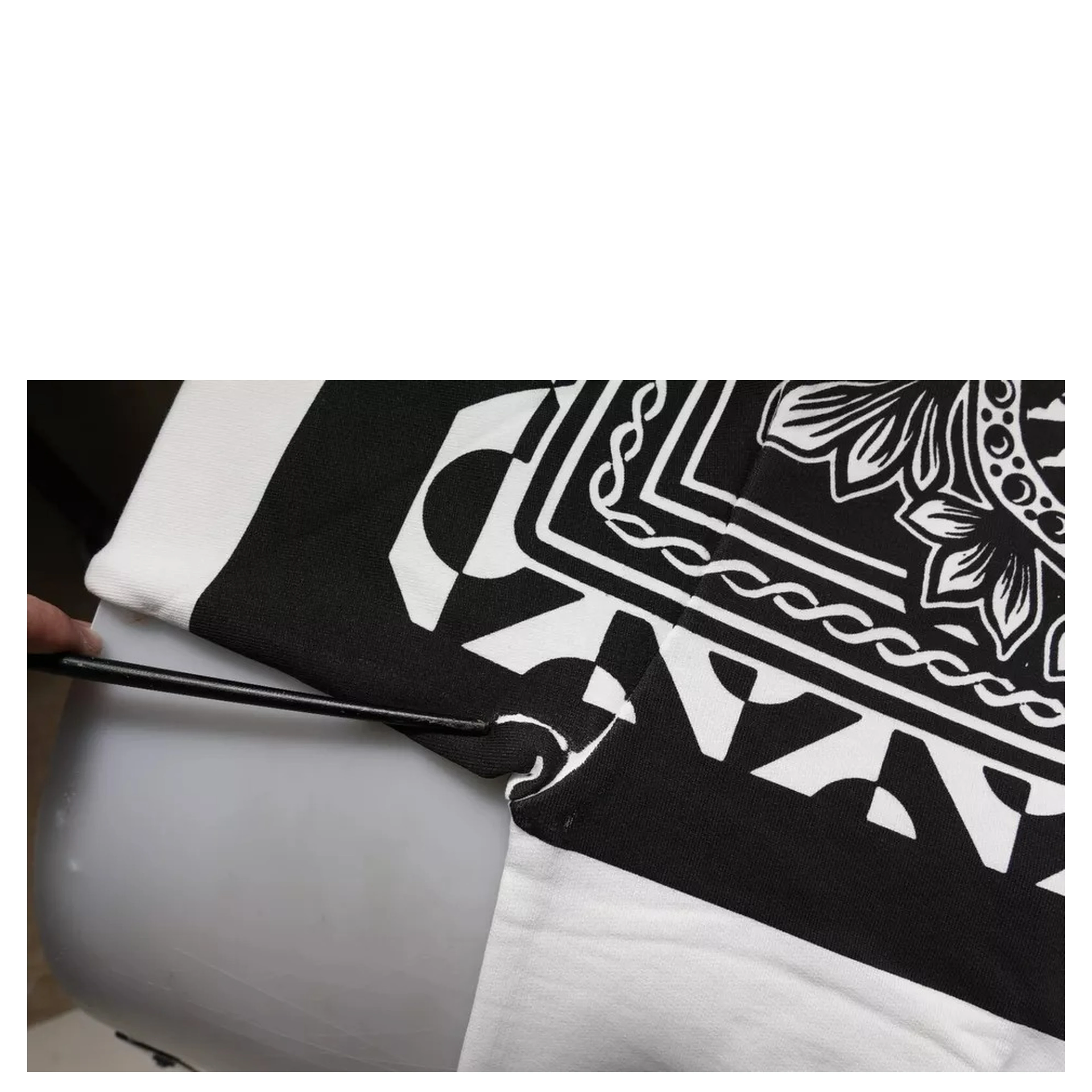 White Black Printed Cotton Sweatshirt Sweater