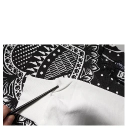 White Black Printed Cotton Sweatshirt Sweater
