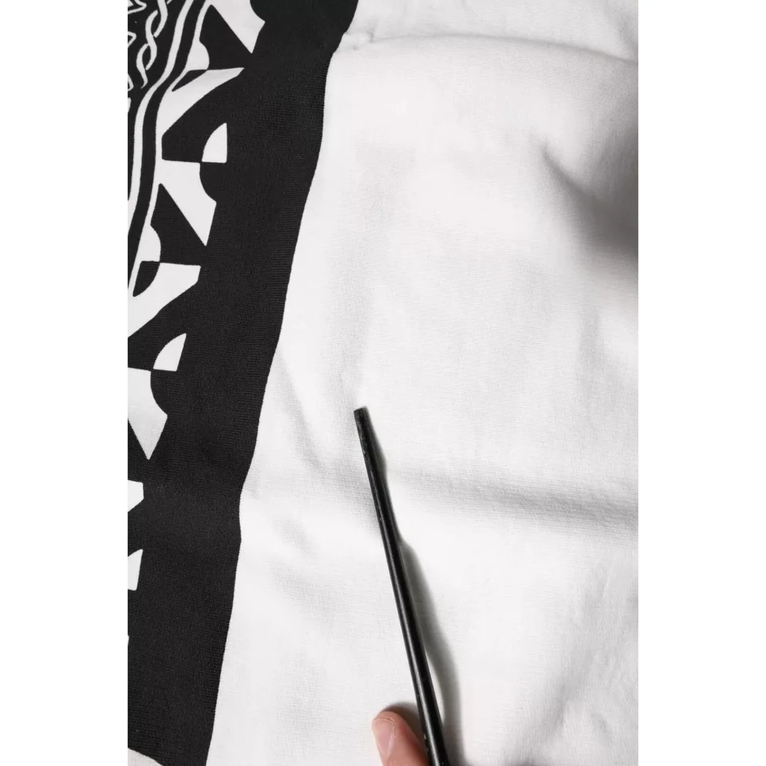 White Black Printed Cotton Sweatshirt Sweater