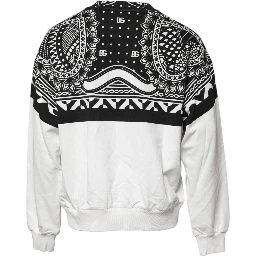 White Black Print Cotton Sweatshirt Sweater