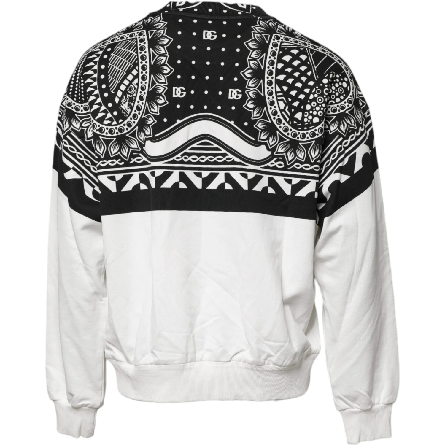 White Black Print Cotton Sweatshirt Sweater