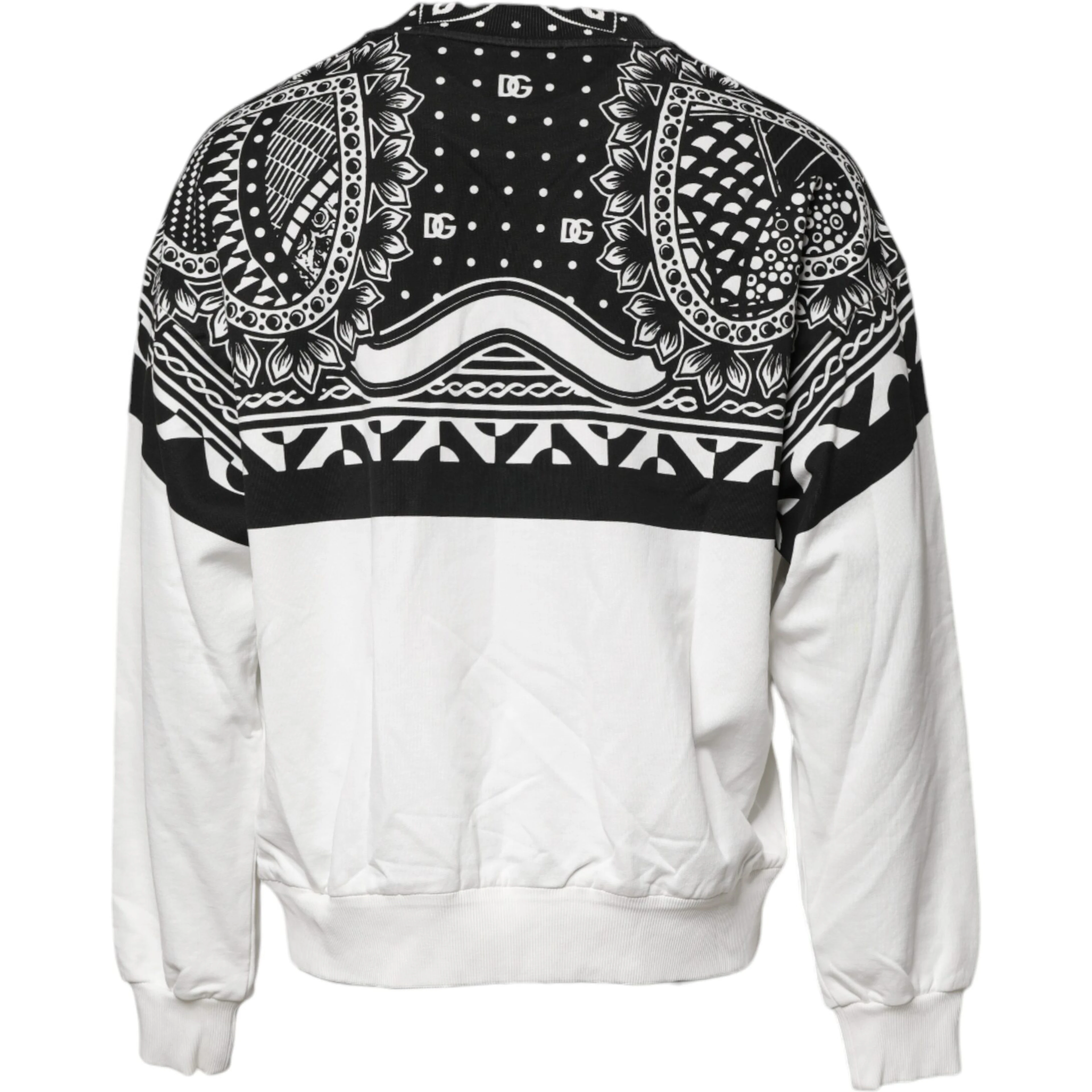 White Black Print Cotton Sweatshirt Sweater