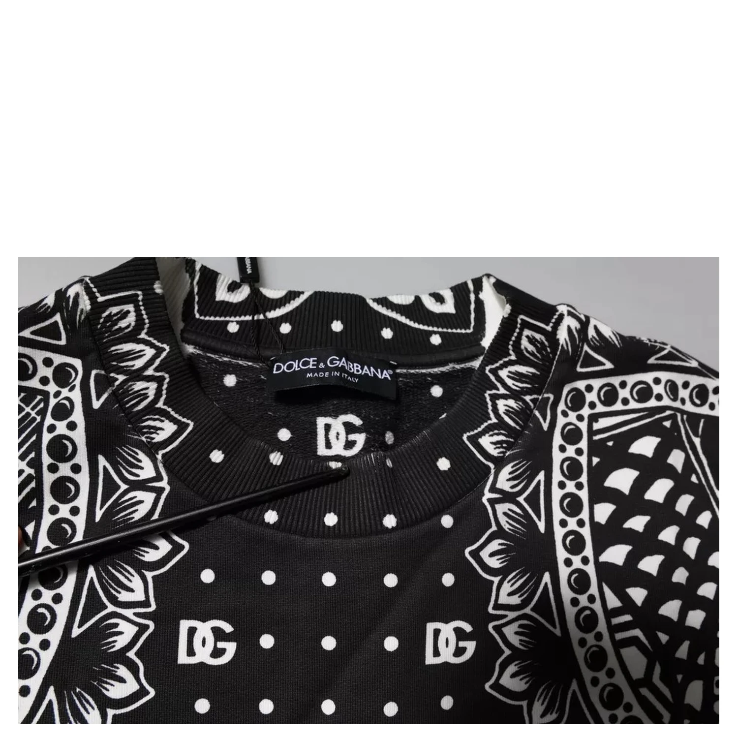 White Black Print Cotton Sweatshirt Sweater