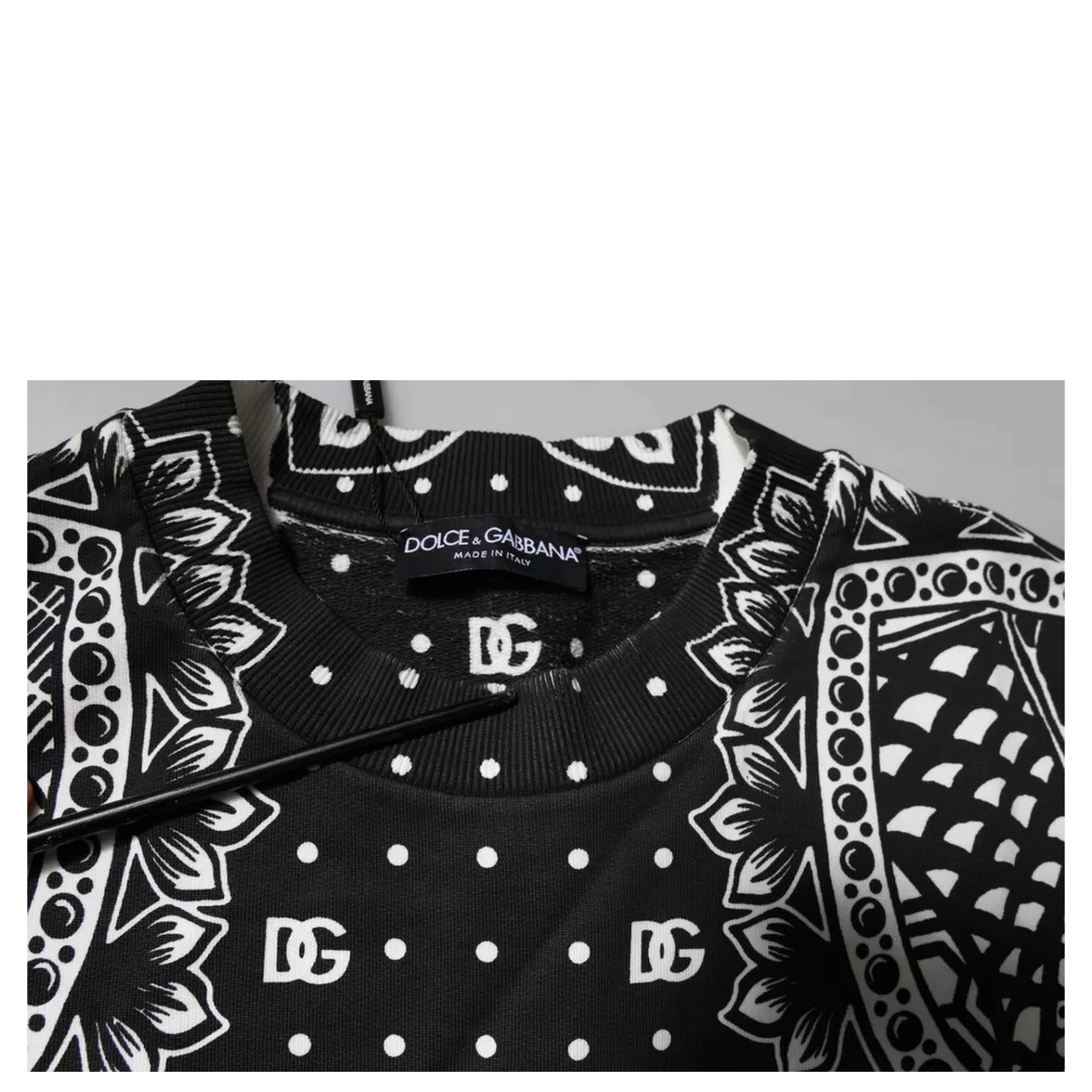 White Black Print Cotton Sweatshirt Sweater