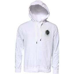 White Cotton Hooded Sweatshirt Sweater