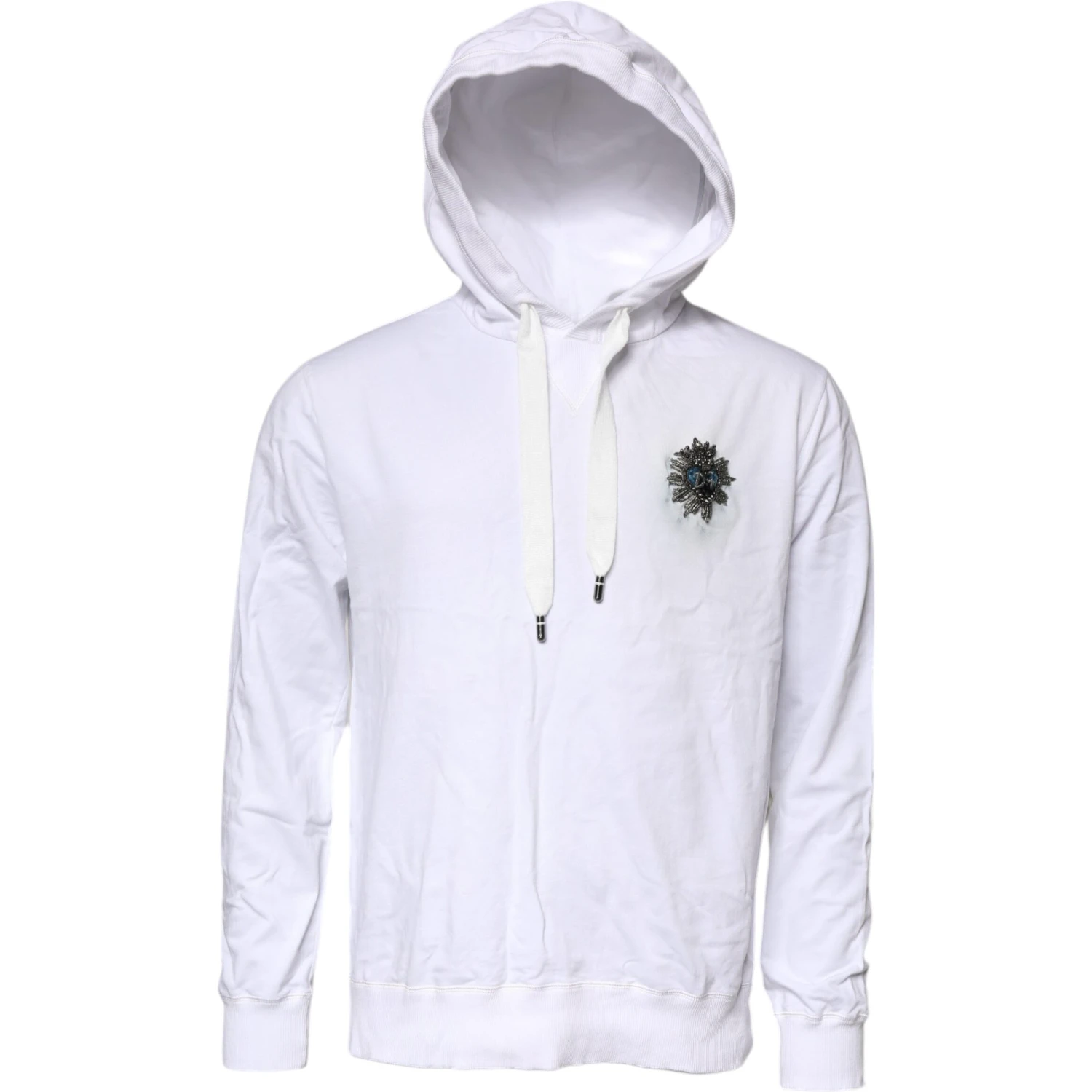 White Cotton Hooded Sweatshirt Sweater