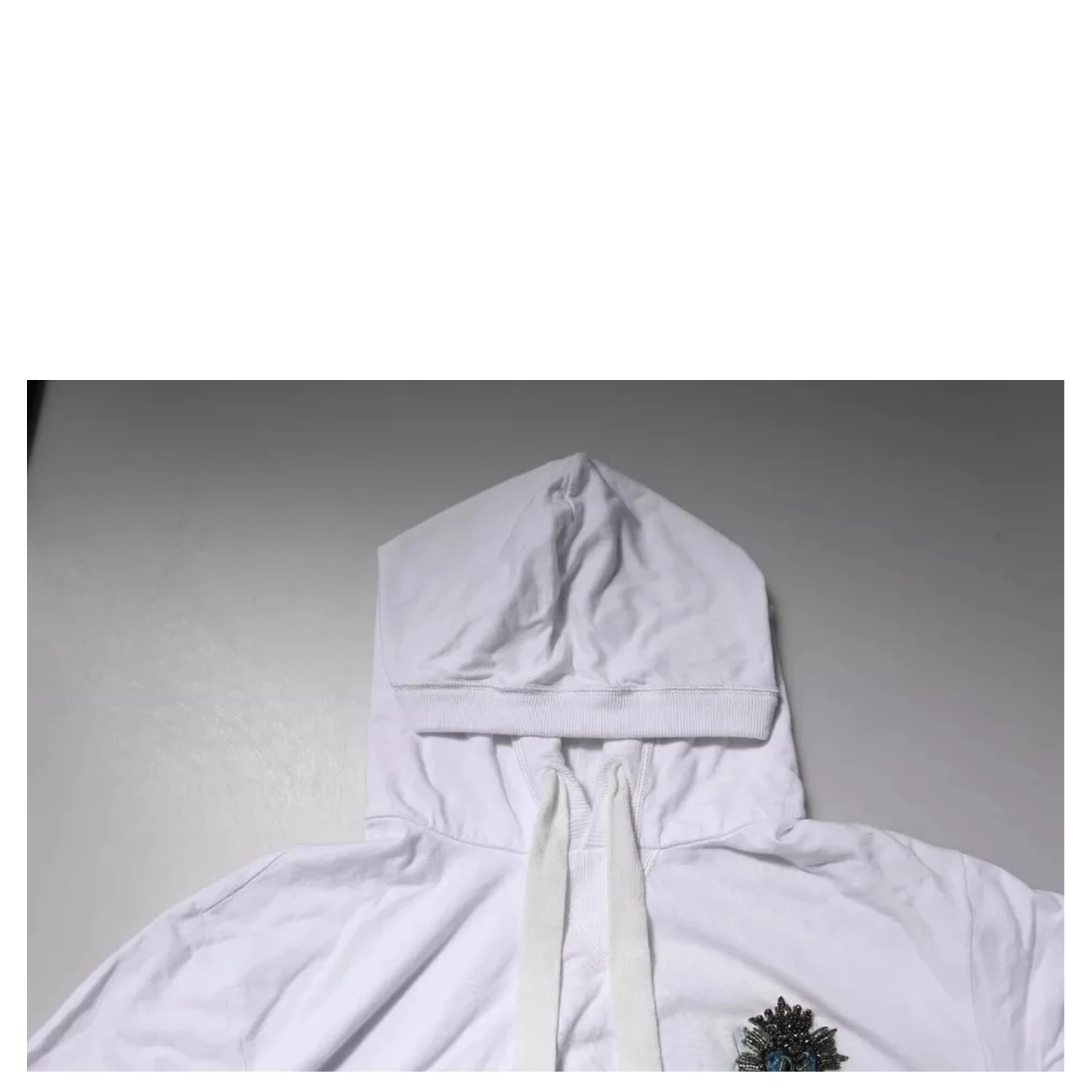 White Cotton Hooded Sweatshirt Sweater