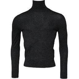 Black Wool Turtleneck Pullover Sweater
