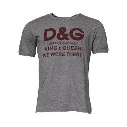 Gray Logo Print Cotton Crew Neck Men T-shirt