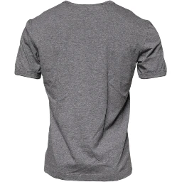 Gray Logo Print Cotton Crew Neck Men T-shirt