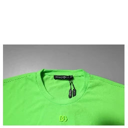Green Logo Polyester Crew Neck T-shirt
