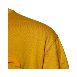Dark Yellow Logo Cotton Men Crew Neck T-shirt