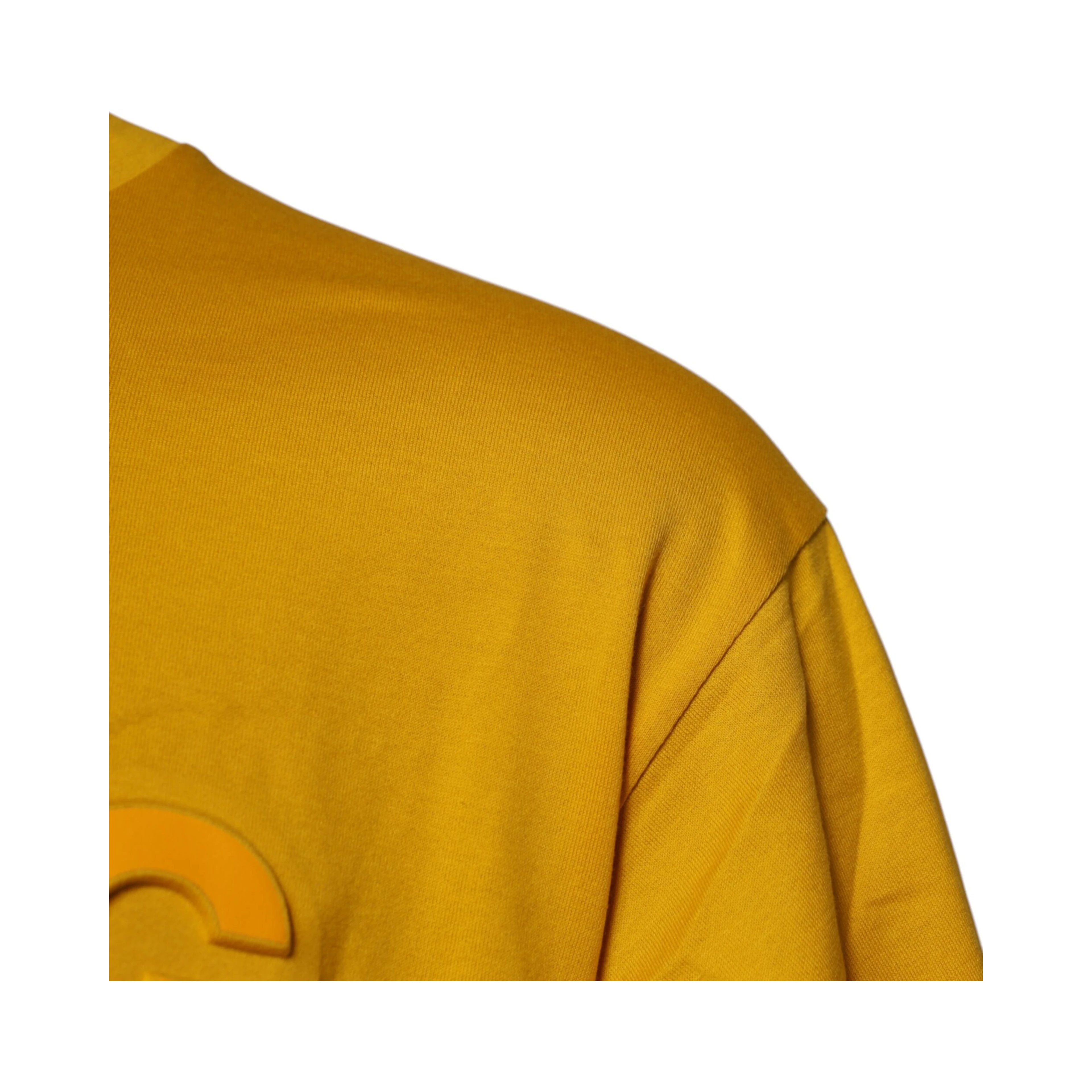 Dark Yellow Logo Cotton Men Crew Neck T-shirt