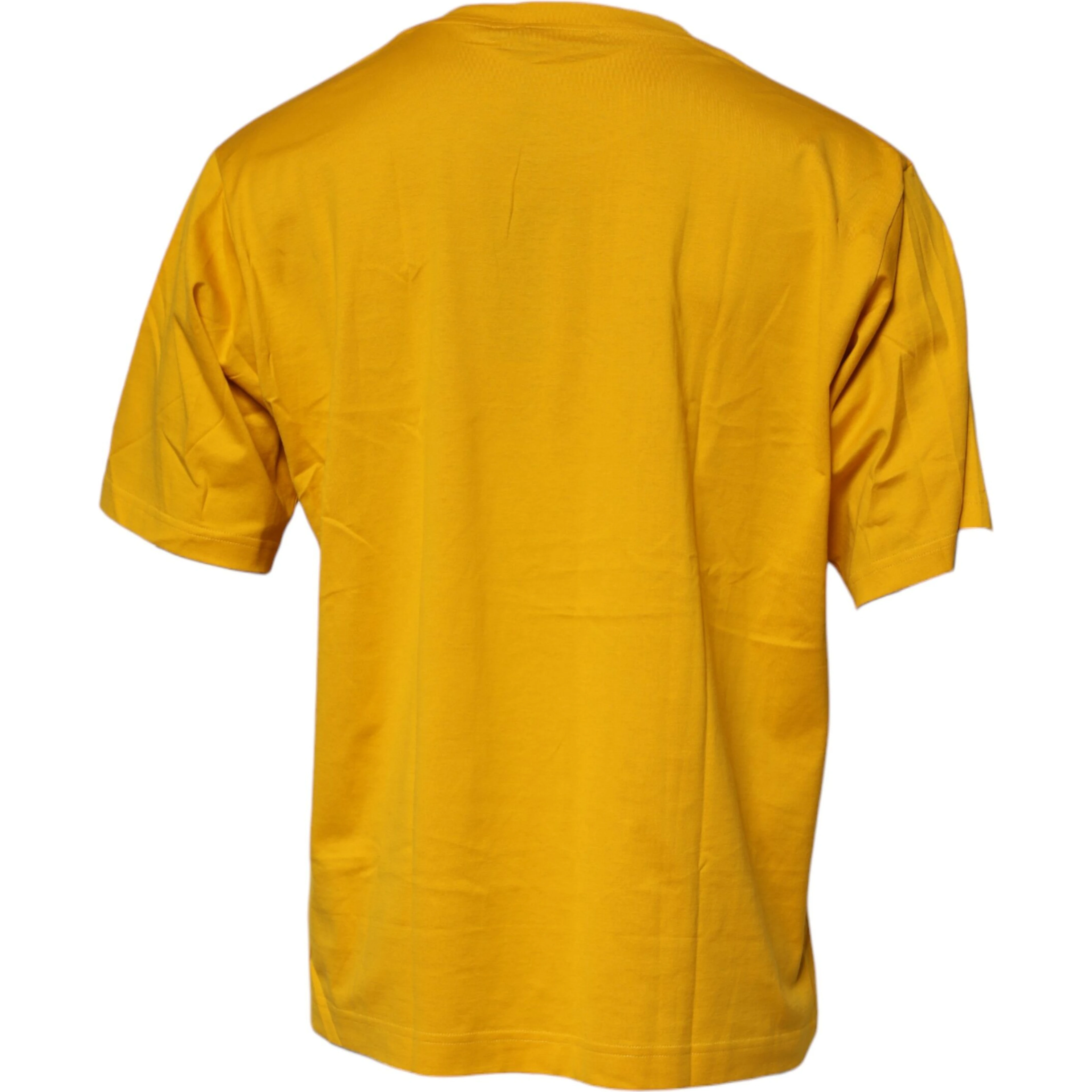 Dark Yellow Logo Cotton Men Crew Neck T-shirt