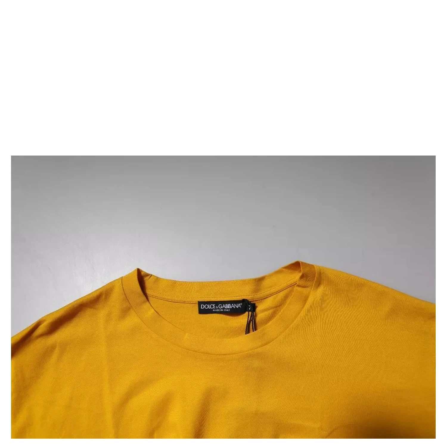 Dark Yellow Logo Cotton Men Crew Neck T-shirt