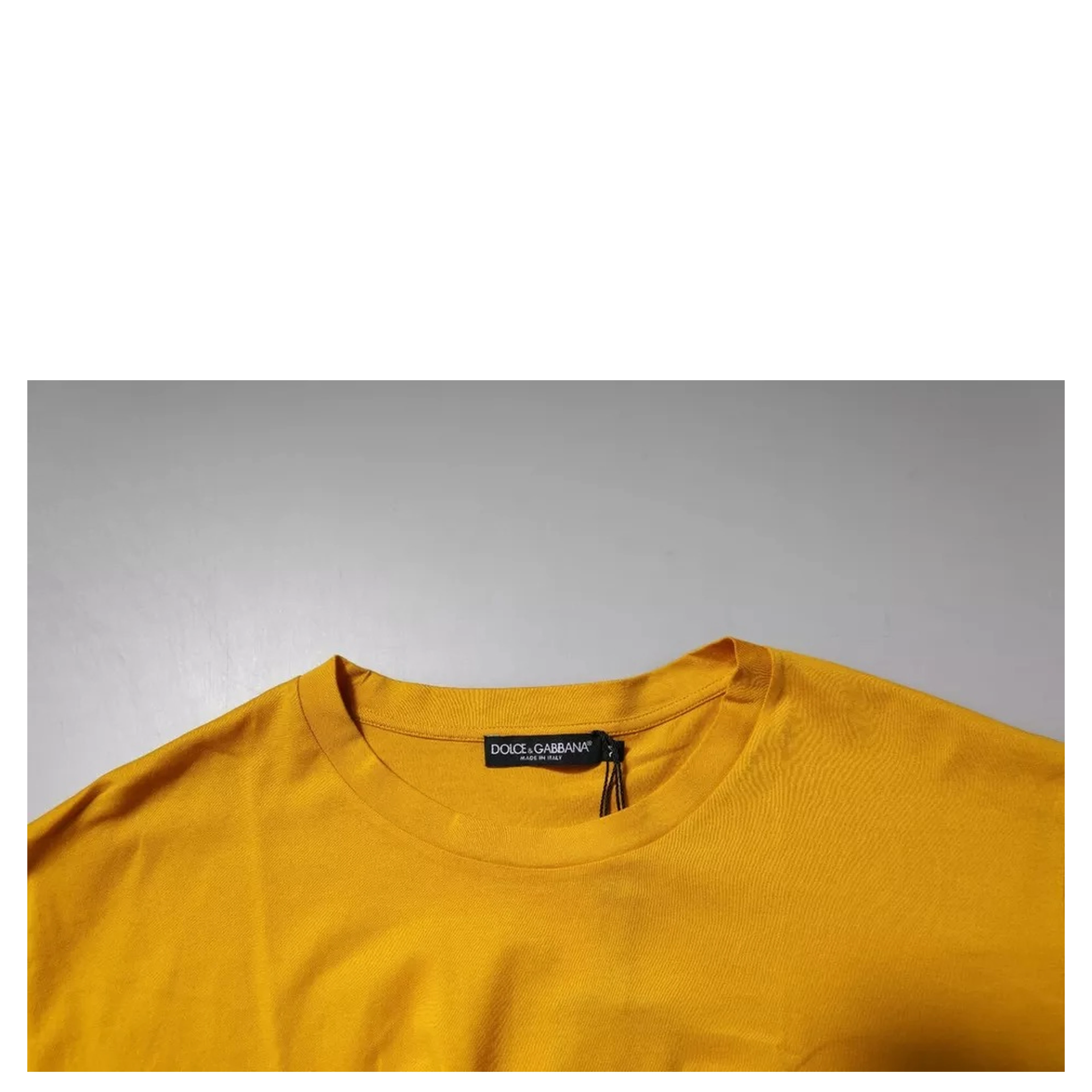 Dark Yellow Logo Cotton Men Crew Neck T-shirt