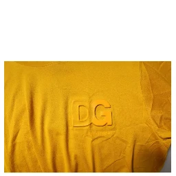 Dark Yellow Logo Cotton Men Crew Neck T-shirt