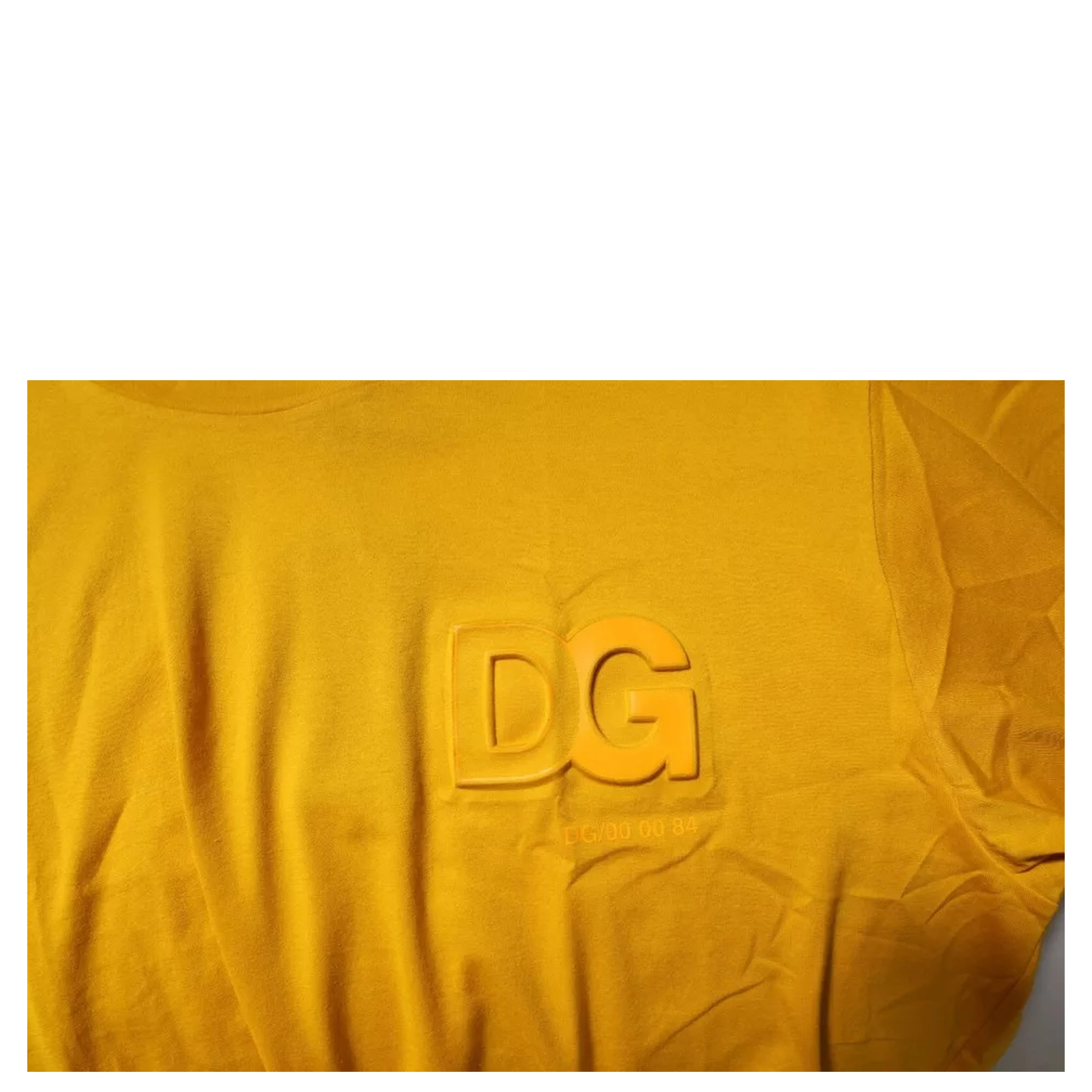 Dark Yellow Logo Cotton Men Crew Neck T-shirt