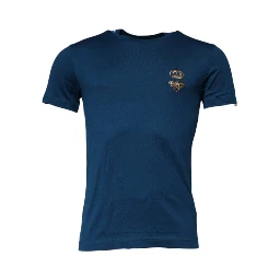 Blue Crown Bee Cotton Men Crew Neck T-shirt
