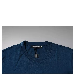 Blue Crown Bee Cotton Men Crew Neck T-shirt