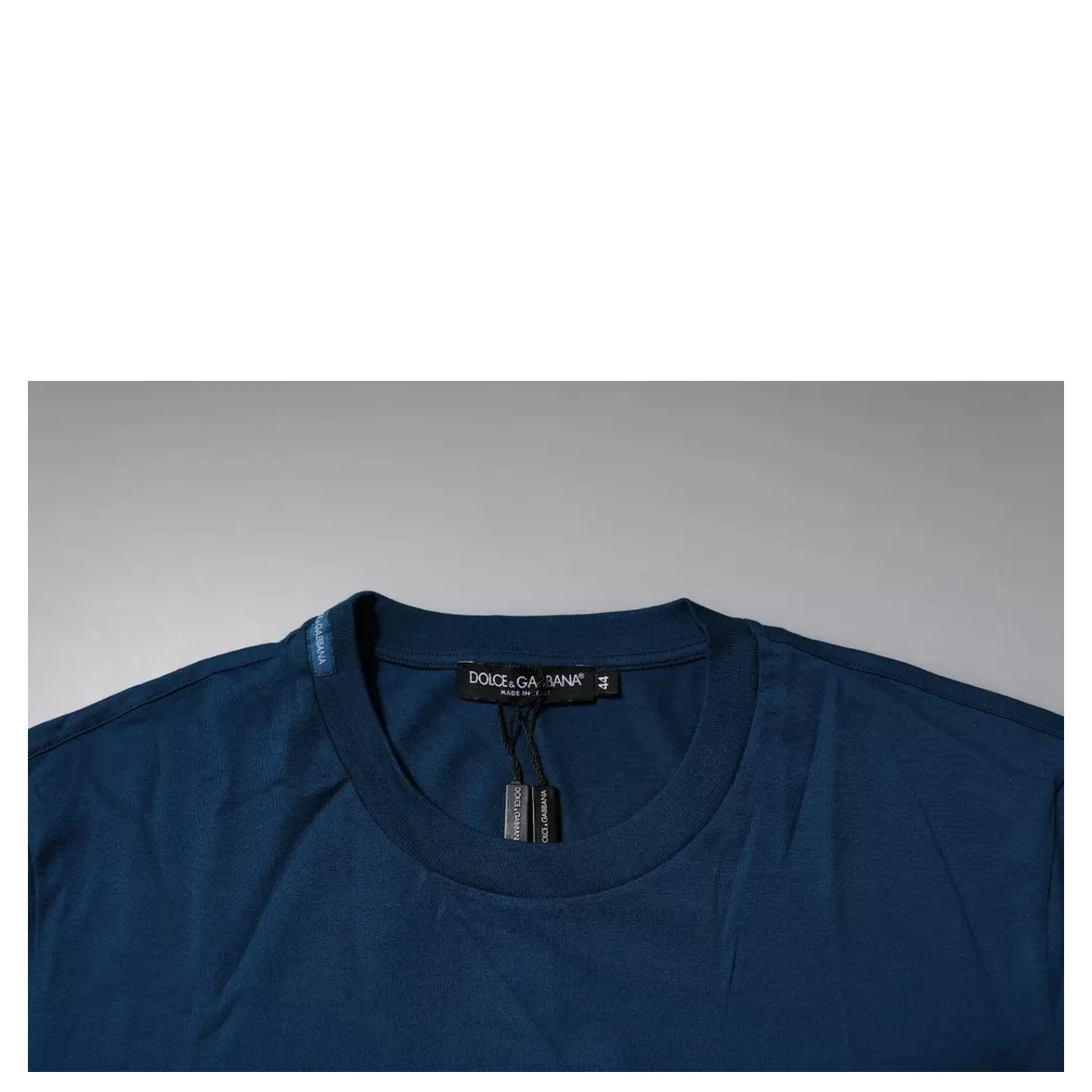 Blue Crown Bee Cotton Men Crew Neck T-shirt
