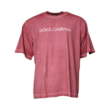 Pink Logo Print Cotton Crew Neck T-shirt