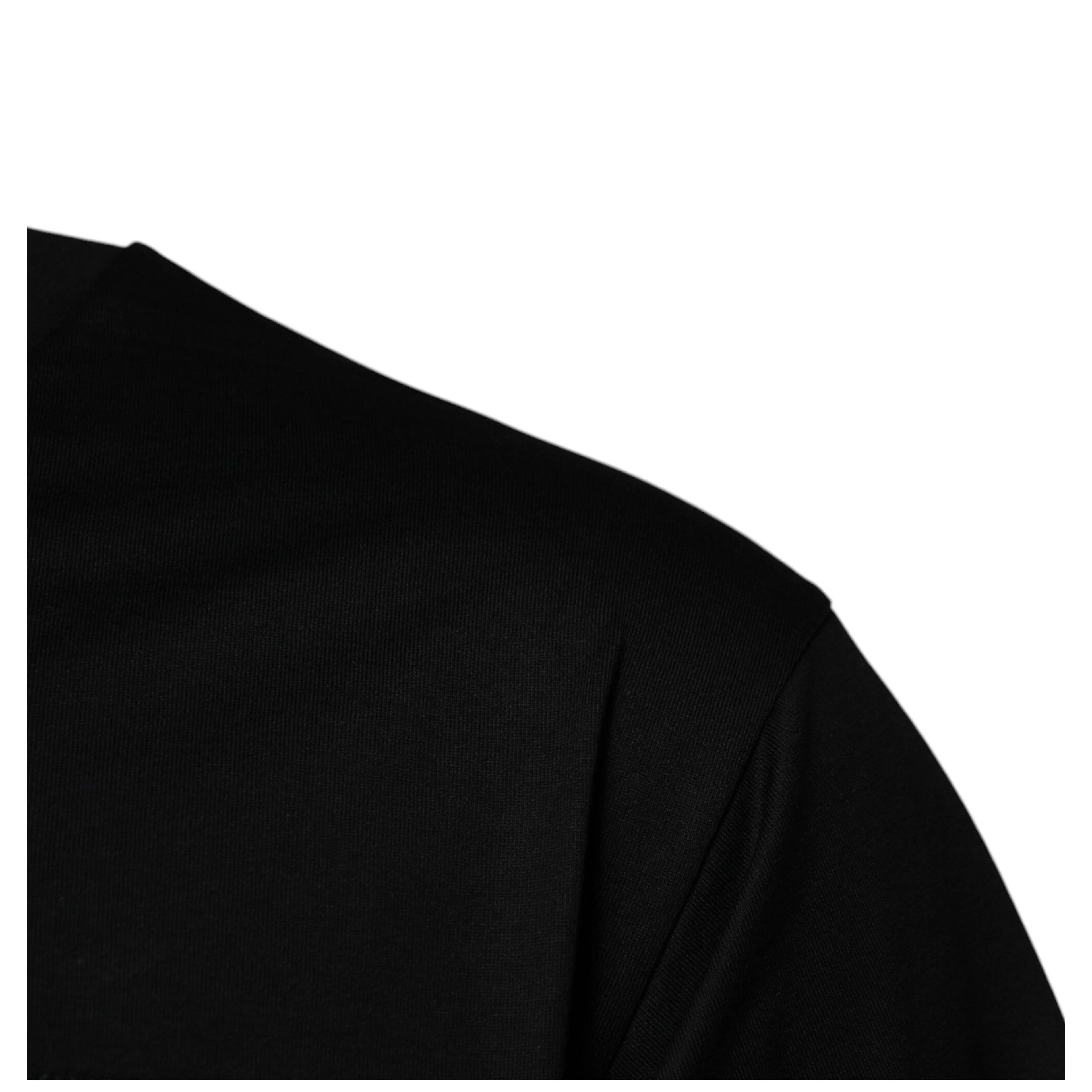 Black Logo Patch Cotton Crew Neck T-shirt