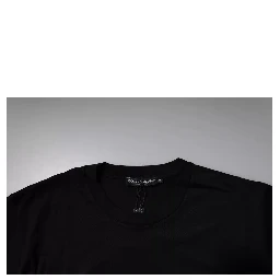 Black Logo Patch Cotton Crew Neck T-shirt