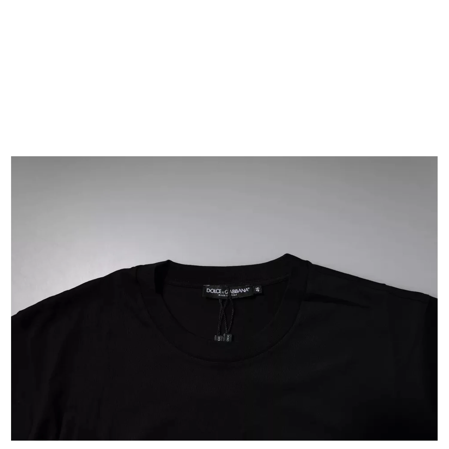 Black Logo Patch Cotton Crew Neck T-shirt