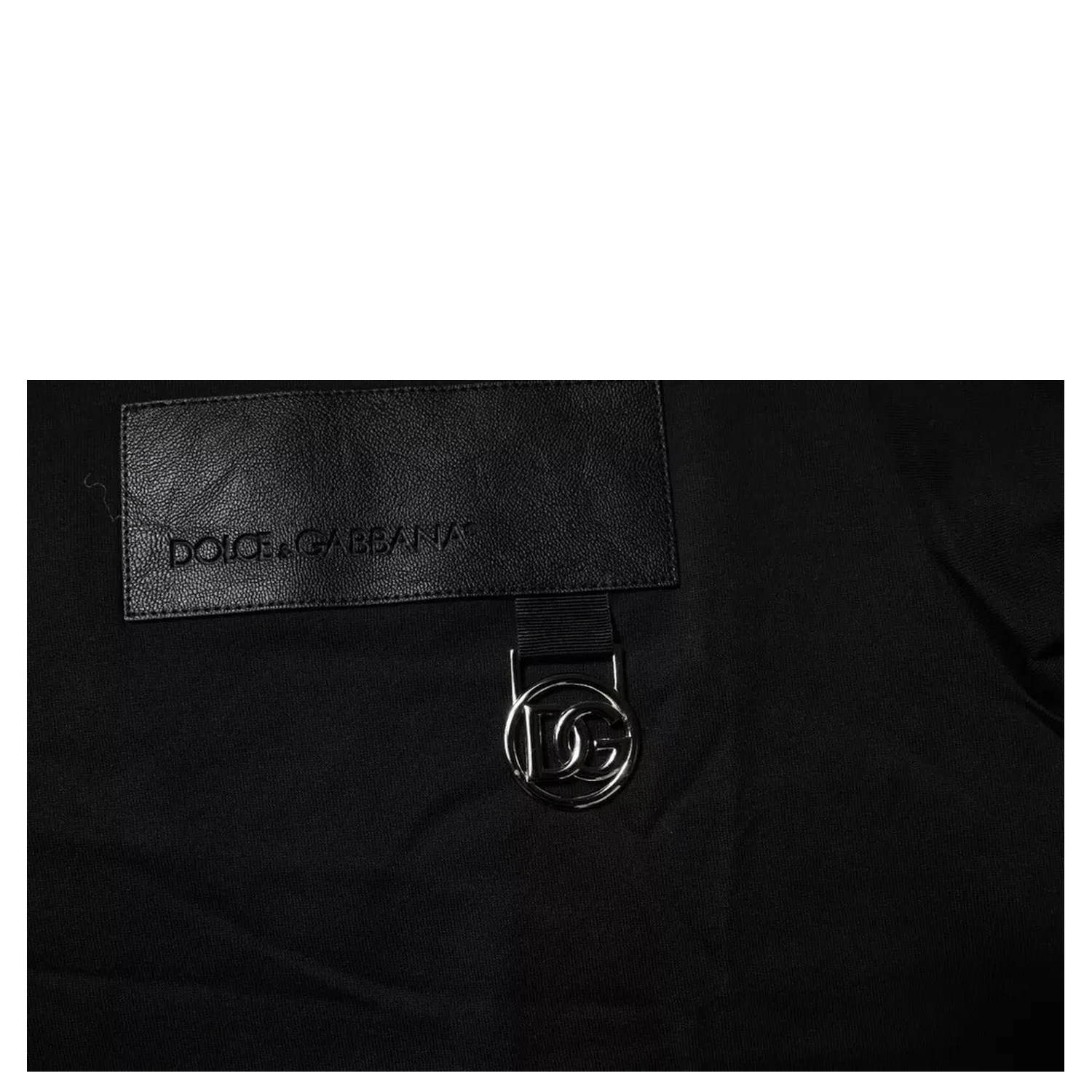 Black Logo Patch Cotton Crew Neck T-shirt